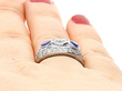 Wearing 1930s sapphire and diamond cocktail ring