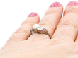 1940s Pearl and Diamond Ring Wearing Finger