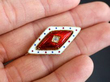 Victorian Diamond and Enamel Yellow Gold Brooch In Hand