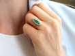 Wearing Emerald and Diamond Yellow Gold Marquise Ring