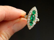 Emerald and Diamond Yellow Gold Marquise Ring
