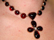garnet pendant on the neck