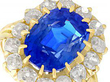 Yellow Gold Antique Sapphire Ring close up