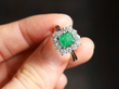 Vintage Emerald and Diamond White Gold Ring