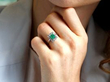 Wearing Vintage Emerald and Diamond White Gold Cluster Ring