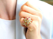 wearing Statement Ruby Ring in Yellow Gold