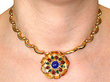 Gemstone Necklace in Gold Wearing