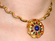 Gemstone Necklace in Gold Wearing Neck