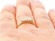 1890s Three Stone Diamond Ring wearing close view