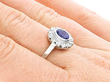 Oval Blue Sapphire and Diamond Ring Wearing
