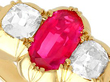 Victorian Oval Ruby and Diamond Ring close up