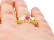 Wearing Victorian Oval Ruby and Diamond Ring being worn