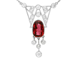 Art Deco Garnet and Diamond Pendant Necklace