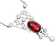 Art Deco Garnet and Diamond Pendant Necklace