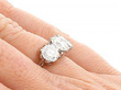 Three Stone Engagement Ring on Hand