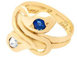 gold snake ring with sapphire and diamond