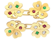 Gemstone Four Leaf Clover Cufflinks Gold