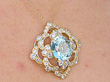 Large Aquamarine Pendant with Diamonds being worn