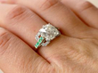 wearing emerald dress ring