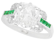 Old European Cut Diamond Ring with Emeralds