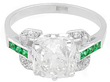 Antique Diamond Solitaire with Emerald Side Stones