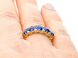 Antique 5 Stone Sapphire Ring Wearing Close Up 