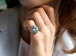 Vintage Aquamarine and Diamond Dress Ring On Hand
