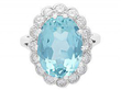 Oval Aquamarine and Diamond Cluster Ring 