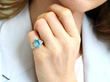 Wearing Vintage Aquamarine Dress Ring in Yellow Gold