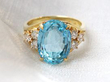 Vintage Aquamarine Dress Ring in Yellow Gold Close Up