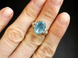 Vintage Aquamarine Dress Ring in Yellow Gold On Hand