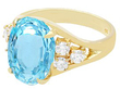 Vintage Oval Cut Aquamarine Engagement Ring