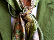 Yellow Gold and Gemstone Peacock Brooch On Scarf