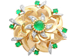 Yellow Gold Diamond Emerald Brooch