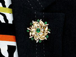 Wearing Image for Yellow Gold Diamond Emerald Brooch
