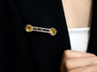 wearing citrine bar broochj with onyx