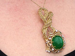 Cabochon Emerald Brooch in Gold