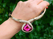 Vintage Pink Tourmaline Necklace Gold 