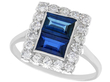 Oblong Cut Sapphire Ring in Platinum