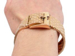 wearing yellow gold bangle