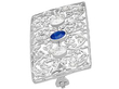 Antique Sapphire and Diamond Brooch White Gold 
