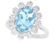 Aquamarine and Diamond Platinum Ring 