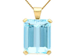 Gold Emerald Cut Aquamarine Pendant