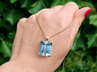 Gold Emerald Cut Aquamarine Pendant