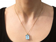 Gold Emerald Cut Aquamarine Pendant