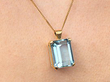 Gold Emerald Cut Aquamarine Pendant