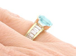 Aquamarine Ring with Baguette Diamonds on Hand