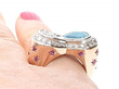 Retro Aquamarine Ring on Finger