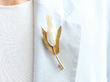 Wearing Pearl Feather Brooch