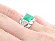 1980s Emerald and Diamond Ring on finger